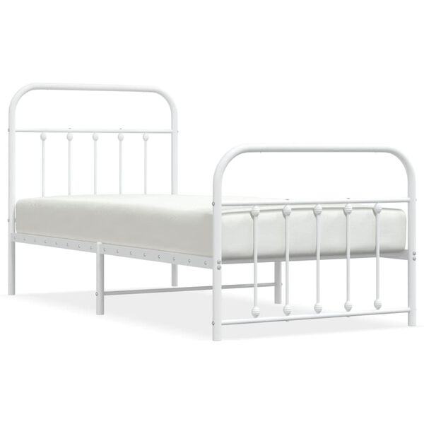 vidaXL Bedframe met hoofd- en voeteneinde metaal wit 90x200 cm