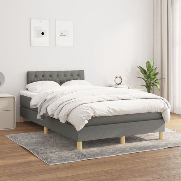 vidaXL Boxspring met matras stof donkergrijs 120x190 cm