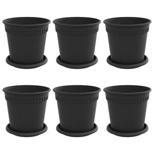 vidaXL Plantenpotten 6 pcs Zwart &Oslash; 17 x 14 cm Kunststof