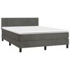 vidaXL Boxspring met matras en LED fluweel donkergrijs 140x200 cm