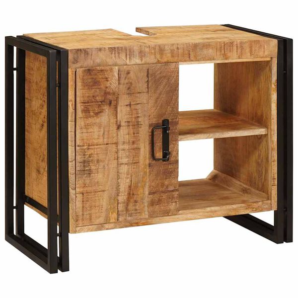 vidaXL Wastafelkast met plank Bruin 71 x 33 x 58 cm Massief Mango Hout