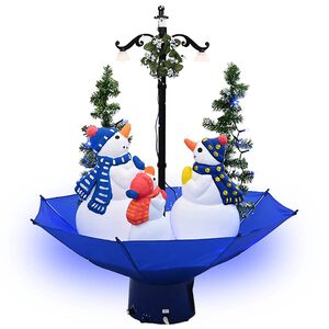vidaXL Kerstboom sneeuwend met paraplubasis 75 cm PVC blauw
