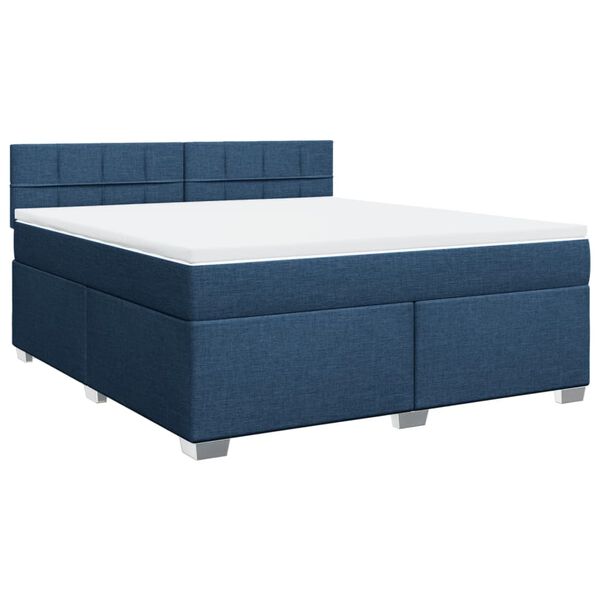 vidaXL Boxspring met matras stof blauw 180x200 cm