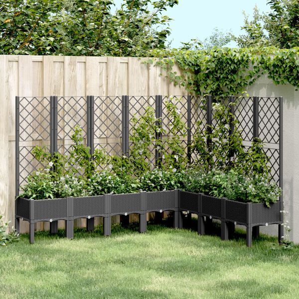 vidaXL Plantenbak met latwerk 200x160x142 cm polypropeen zwart