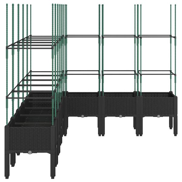 vidaXL Plantenbak met latwerk 200x160x142,5 cm polypropeen zwart