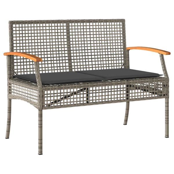 vidaXL 4-delige Loungeset met kussens poly rattan grijs