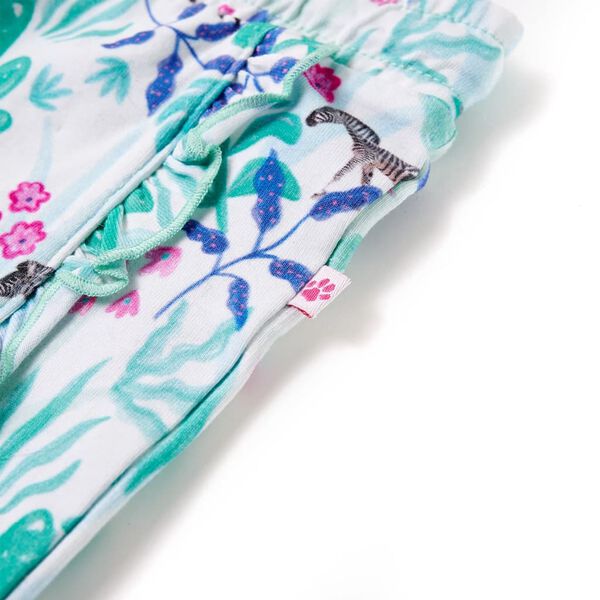 Kindershorts met trekkoord 140 ecru en donkermint