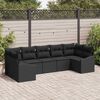 vidaXL Bankstel met kussen 7 pcs Zwart poly rattan