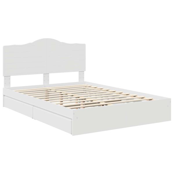vidaXL Opslag bed met hoofdeinde Wit 140 x 200 cm Bewerkt hout