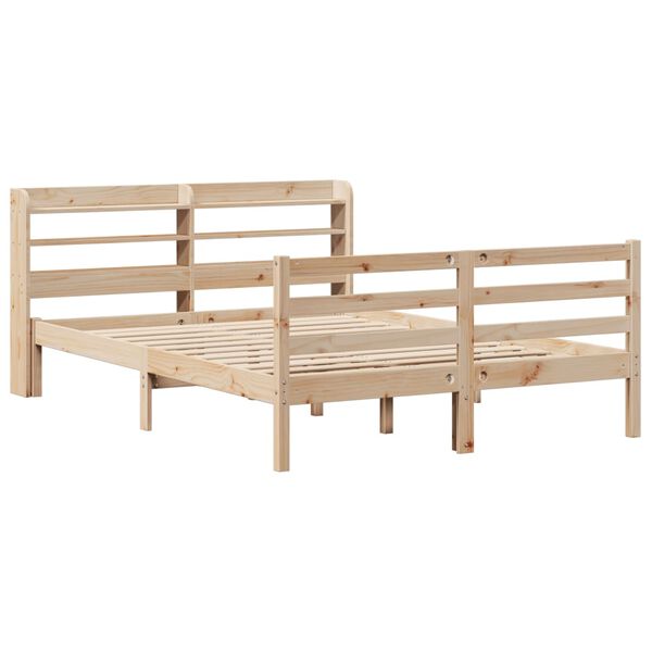 vidaXL Bedframe met hoofdbord massief grenenhout 140x190 cm