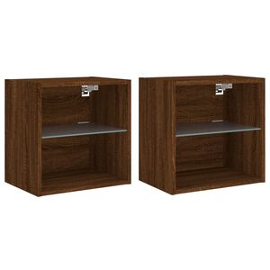vidaXL LED Wand Bedside Kast 2 st Brown Oak Compact