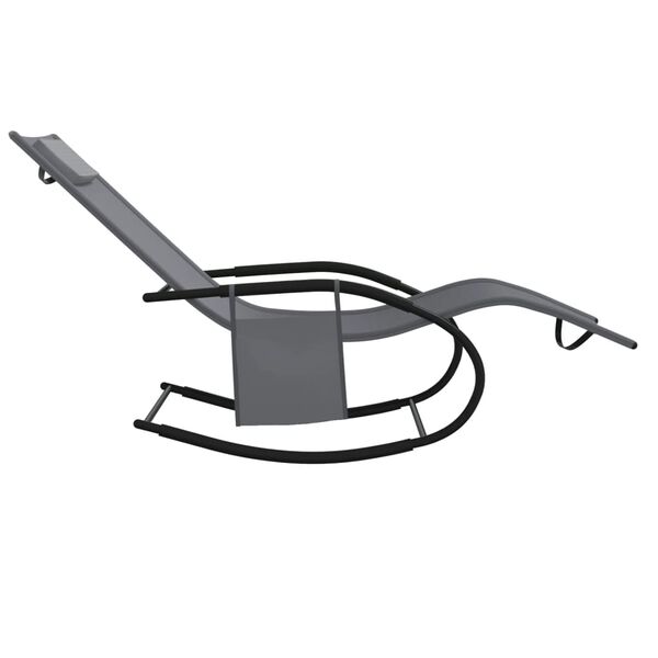 vidaXL Ligbed schommelend staal en textileen grijs