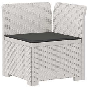 vidaXL E&eacute;npersoons Tuinbank met Kussen Rattan Look PP Wit