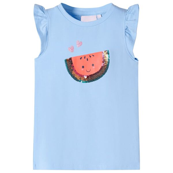 Kindershirt met ruches aan de mouwen 116 lichtblauw