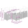 vidaXL 9-delige Bistroset met kussens poly rattan grijs