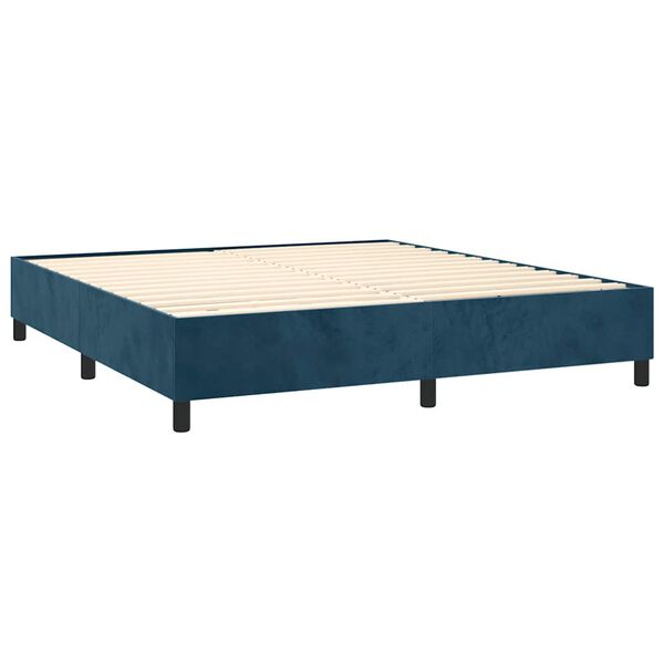 vidaXL Boxspring met matras fluweel donkerblauw 160x200 cm