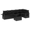 vidaXL 7-delige Loungeset met kussens poly rattan zwart