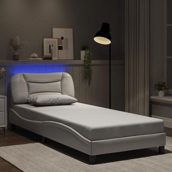 vidaXL Bedframe met LED zonder matras "Hvar" wit 90x200 cm
