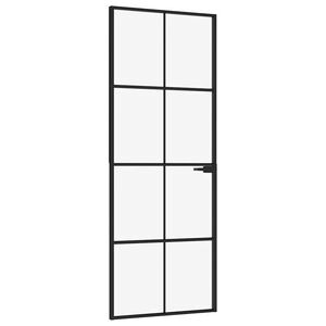 vidaXL Binnendeur 76x201,5 cm gehard glas en aluminium smal zwart