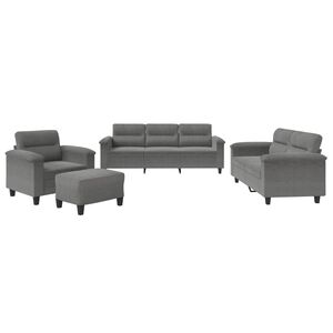 vidaXL 4-delige Loungeset met kussens microvezelstof donkergrijs