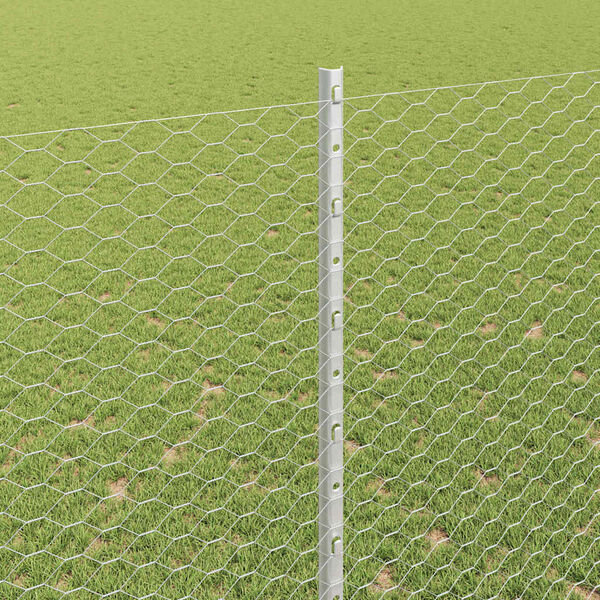 vidaXL Hek met Paal Zilver 1,6 x 25 m Staal