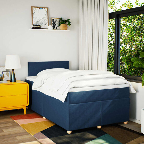 vidaXL Boxspring met matras stof blauw 120x190 cm