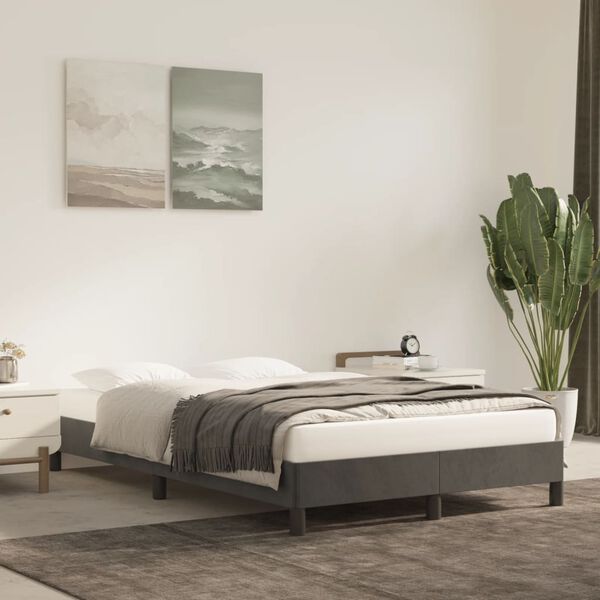 vidaXL Bedframe zonder matras 120x190 cm fluweel donkergrijs