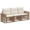 vidaXL Tuinbankenset 3 st Beige en Cr&egrave;me Wit poly rattan