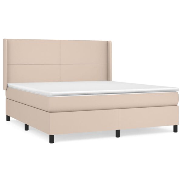 vidaXL Boxspring met matras kunstleer cappuccinokleurig 180x200 cm