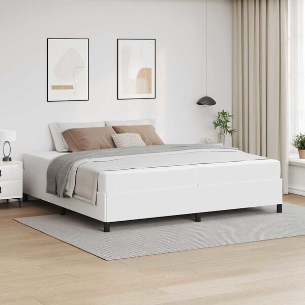 vidaXL Bedframe met matras Wit 200 x 200 cm Stof