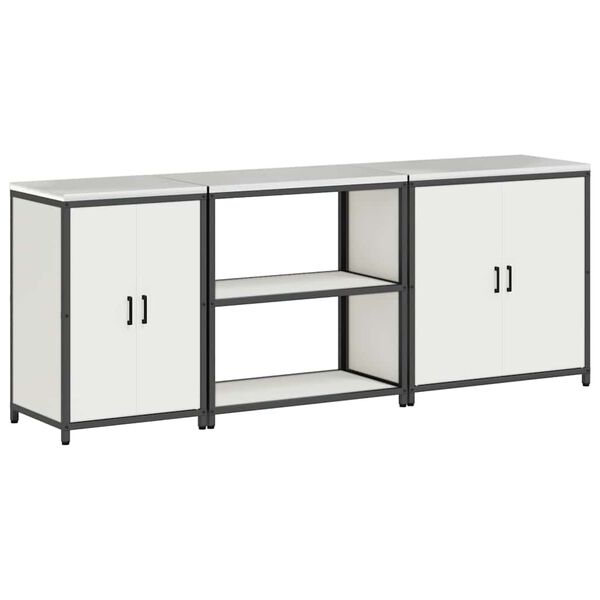 vidaXL Keukenopslag set met plank Anders met opslag 3 pcs Wit Staal