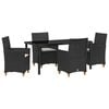 vidaXL Tuin eettafelset 5 st Zwart poly rattan