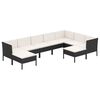 vidaXL 9-delige Loungeset met kussens poly rattan zwart