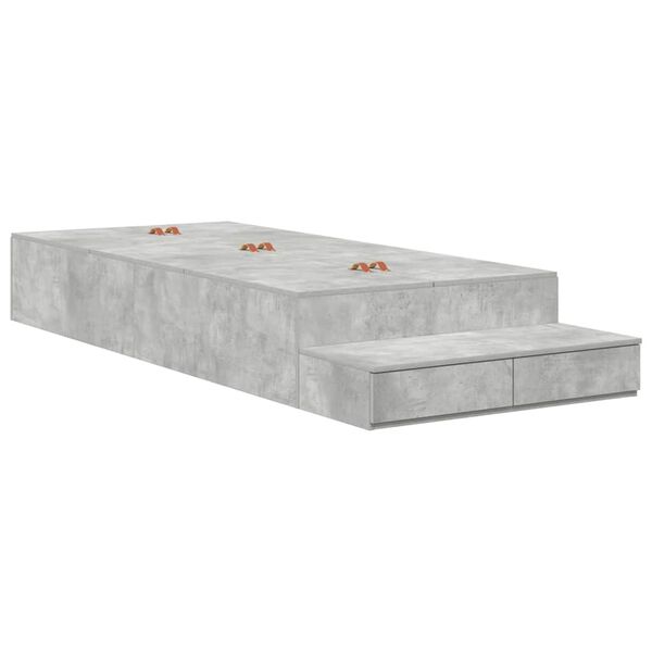 vidaXL Opbergbedframe met lade Beton Grijs 90 cm Bewerkt hout