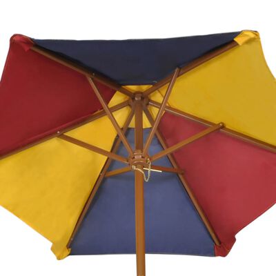 vidaXL Kinderpicknicktafel met banken en parasol hout meerkleurig