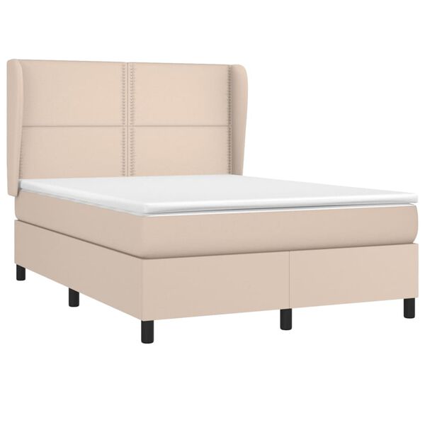 vidaXL Boxspring met matras kunstleer cappuccinokleurig 140x190 cm