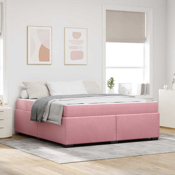 vidaXL Bedframe met matras Roze 180 x 200 cm Stof
