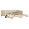 vidaXL Slaapbank met onderschuifbed 100x200 cm stof cr&egrave;mekleurig