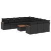 vidaXL 12-delige Loungeset met kussens poly rattan zwart