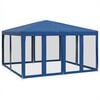 vidaXL Partytent met 8 mesh zijwanden 4x4 m HDPE blauw