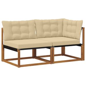 vidaXL Outdoor Midden- en Hoeksalon met kussen 7 Stuk Naturel