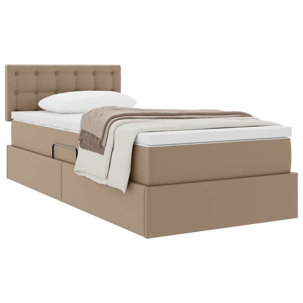 vidaXL Opslag bed met matras Cappuccino 90 x 200 cm Nep Leer