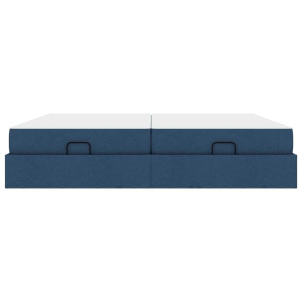 vidaXL Bedframe met matras met matras 2 pcs Blauw Stof