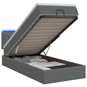 vidaXL Ottoman Bed met Matrassen en LED Donkergrijs 90 x 190 cm Stof