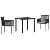 vidaXL Tuin eettafelset 3 st Zwart PE Rattan