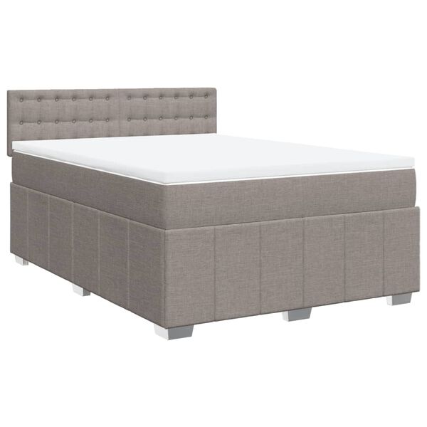 vidaXL Boxspring met matras stof taupe 140x190 cm