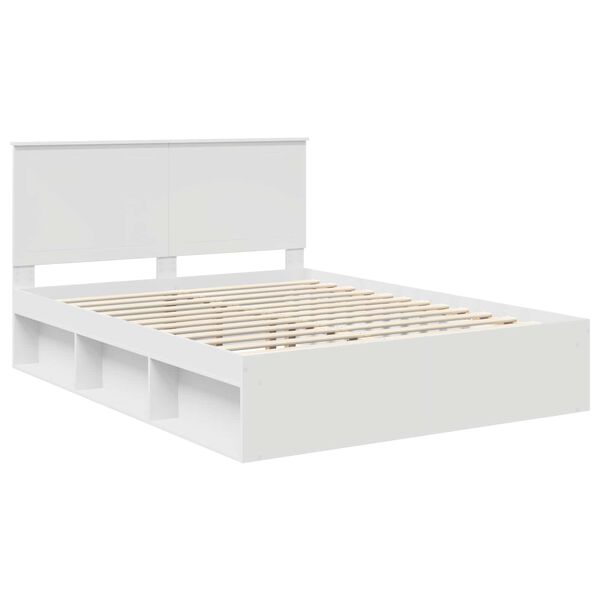 vidaXL Bedframe met hoofdeinde Wit 150 x 200 cm Massief grenenhout