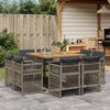 vidaXL 9-delige Tuinset met kussens poly rattan grijs