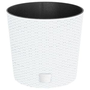 vidaXL Plantenbak met uitneembare bak rattan-look 15/15,3 L PP wit