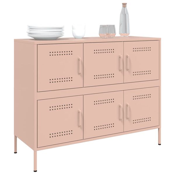 vidaXL Dressoir 100,5x39x79 cm staal roze
